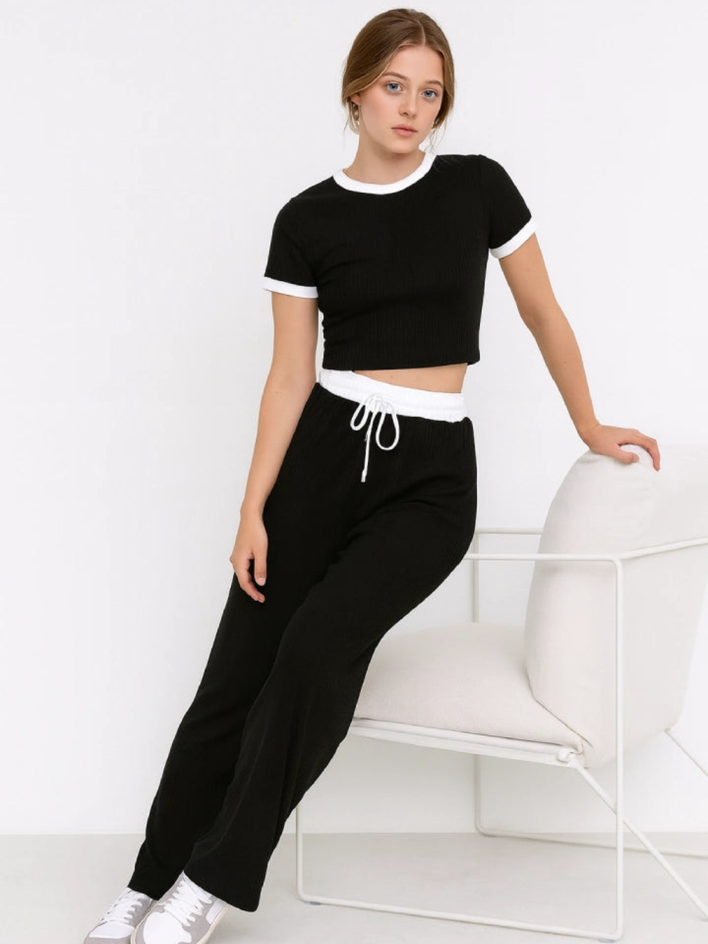 Contrast Trouser Set