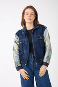Denver - Two-tone denim jacket with printed sleeves