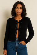 Knitted Lace Up Cardigan