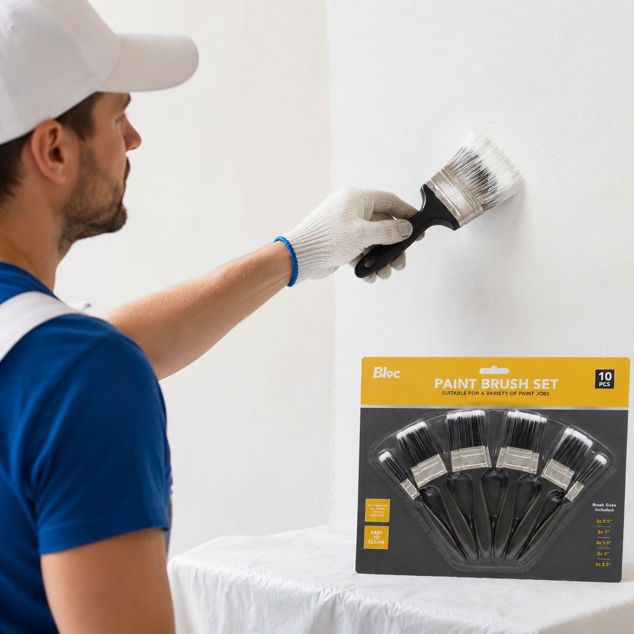 BLOC 10-Piece Paint Brush Set – Suitable for All Paint Types & Surfaces