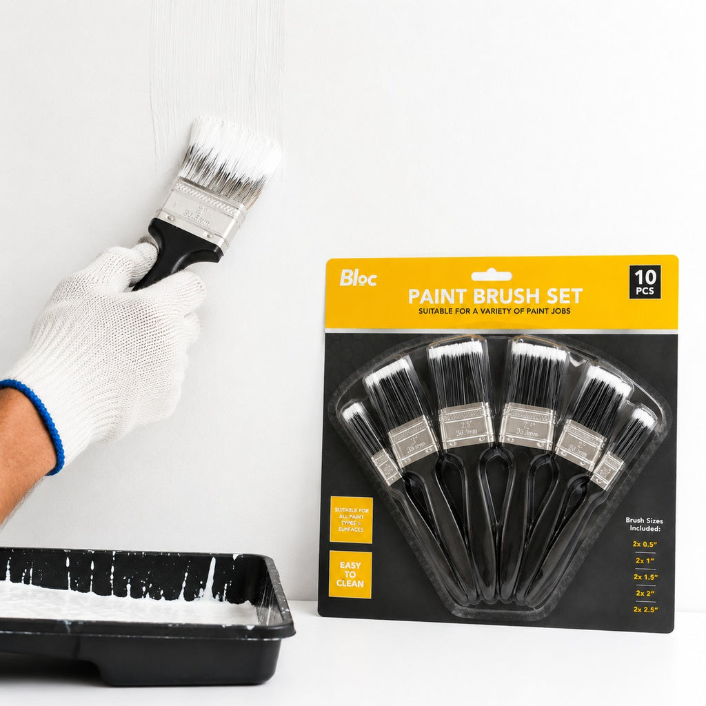 BLOC 10-Piece Paint Brush Set – Suitable for All Paint Types & Surfaces