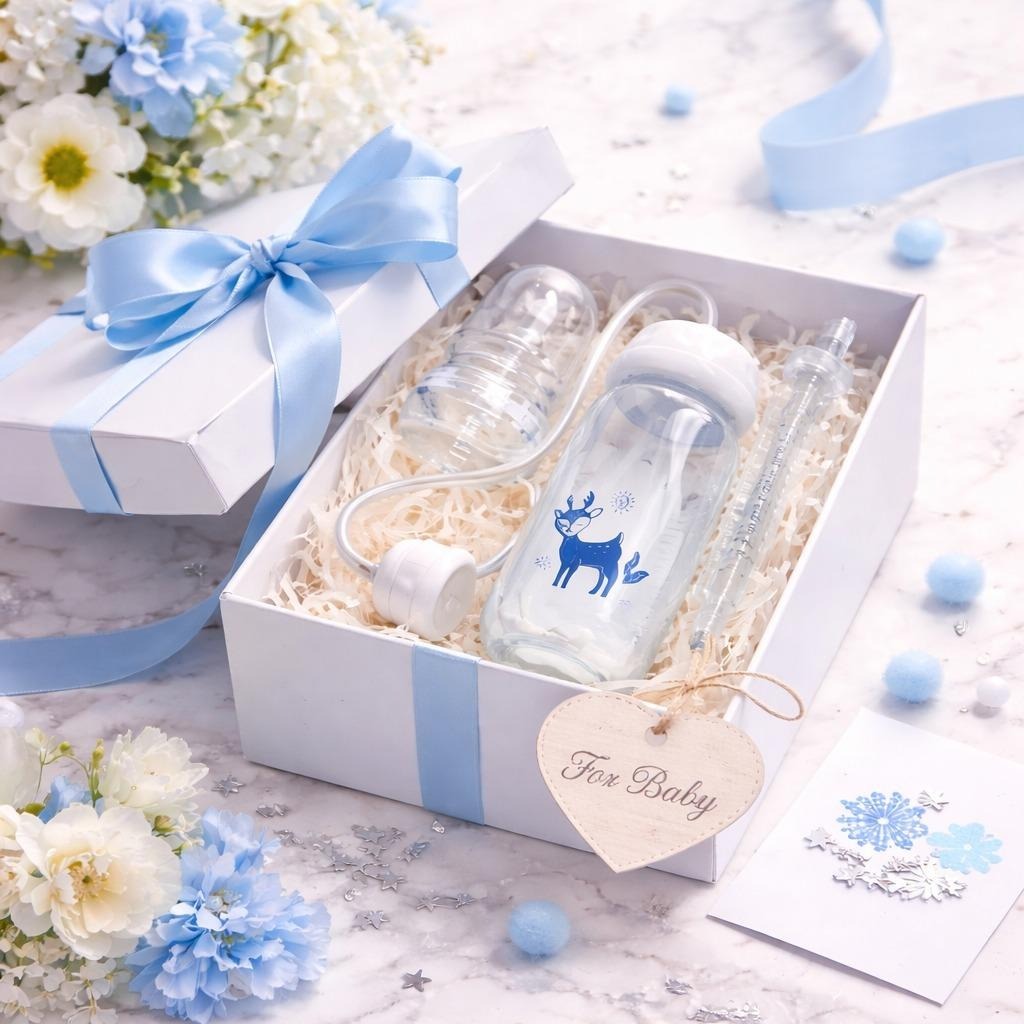Blue Hands-Free Baby Bottle Feeder – Automatic Milk Feeding, Anti-Spill & Easy to Use