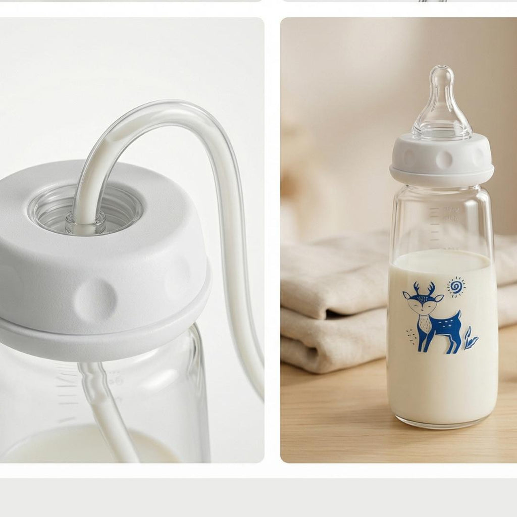 Blue Hands-Free Baby Bottle Feeder – Automatic Milk Feeding, Anti-Spill & Easy to Use