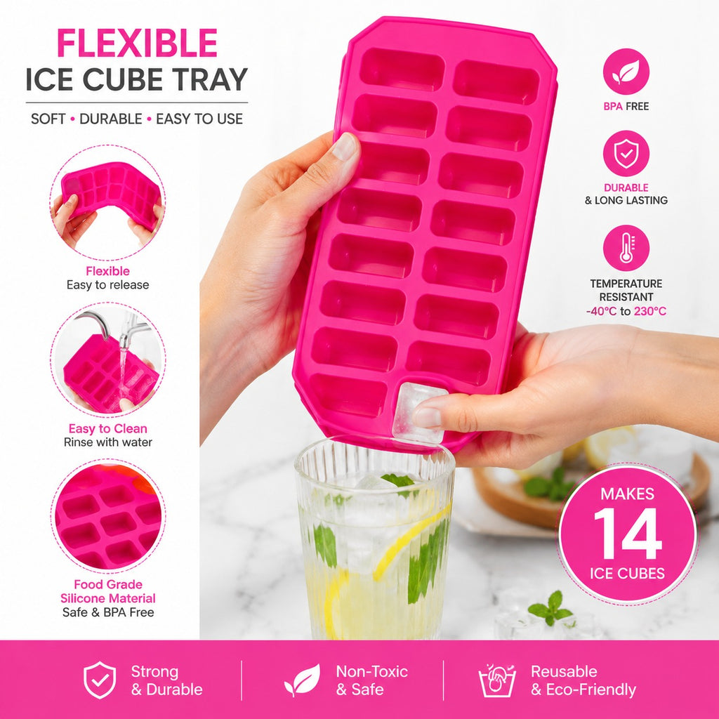 Food Grade Silicone Ice Cube Tray – BPA Free, 15 Compartments, Easy Release