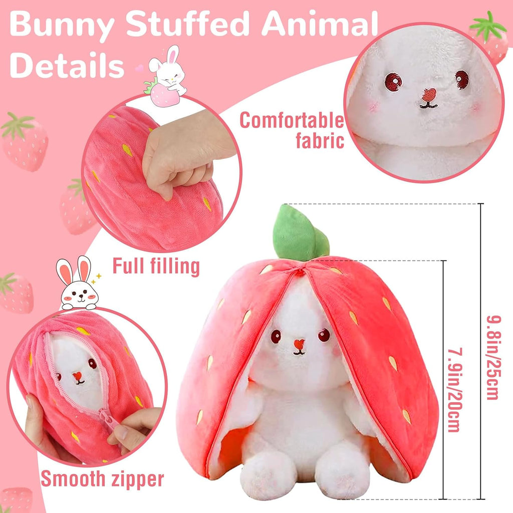 Strawberry Bunny Zip-Up Plush