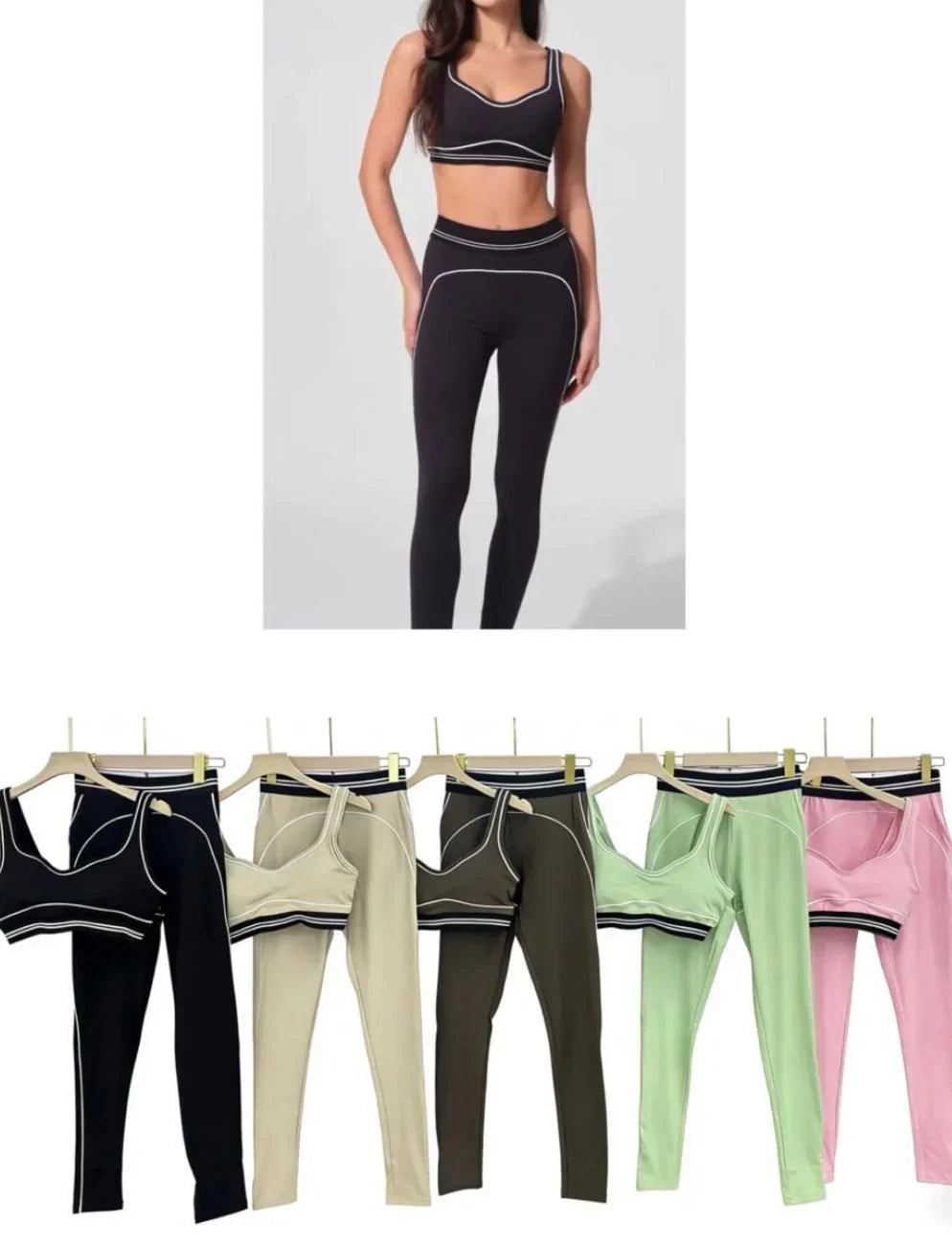 New Piping Striped Padded Gym Set