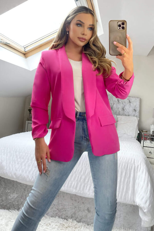 Ruched Sleeve Blazer