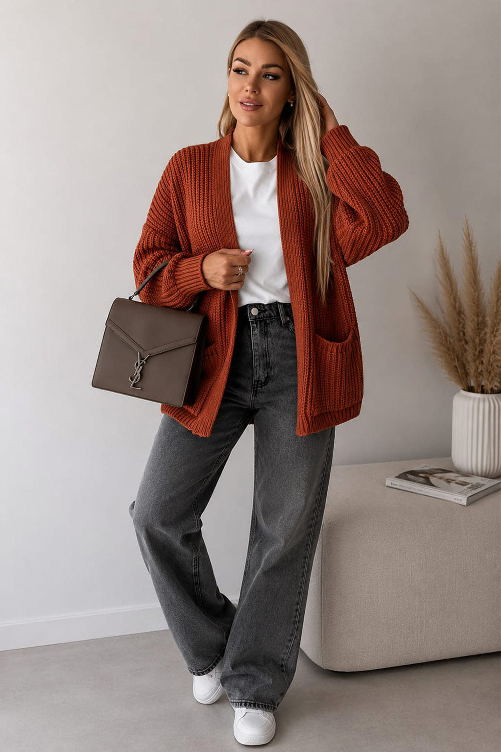 Crop Balloon Pocket Cardigan