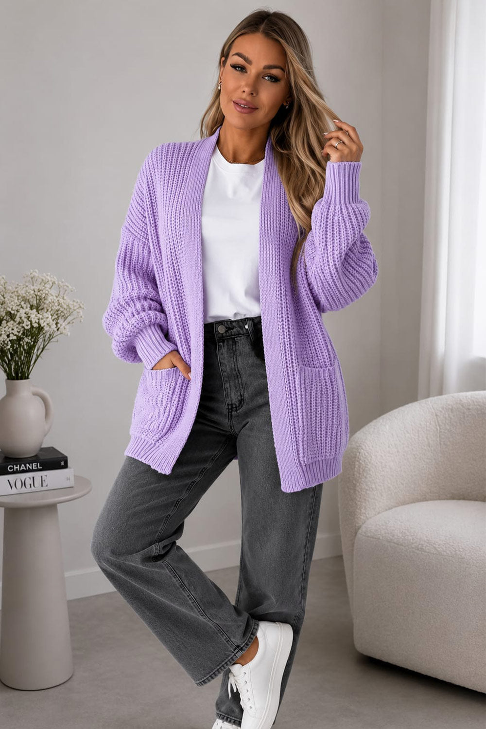 Crop Balloon Pocket Cardigan