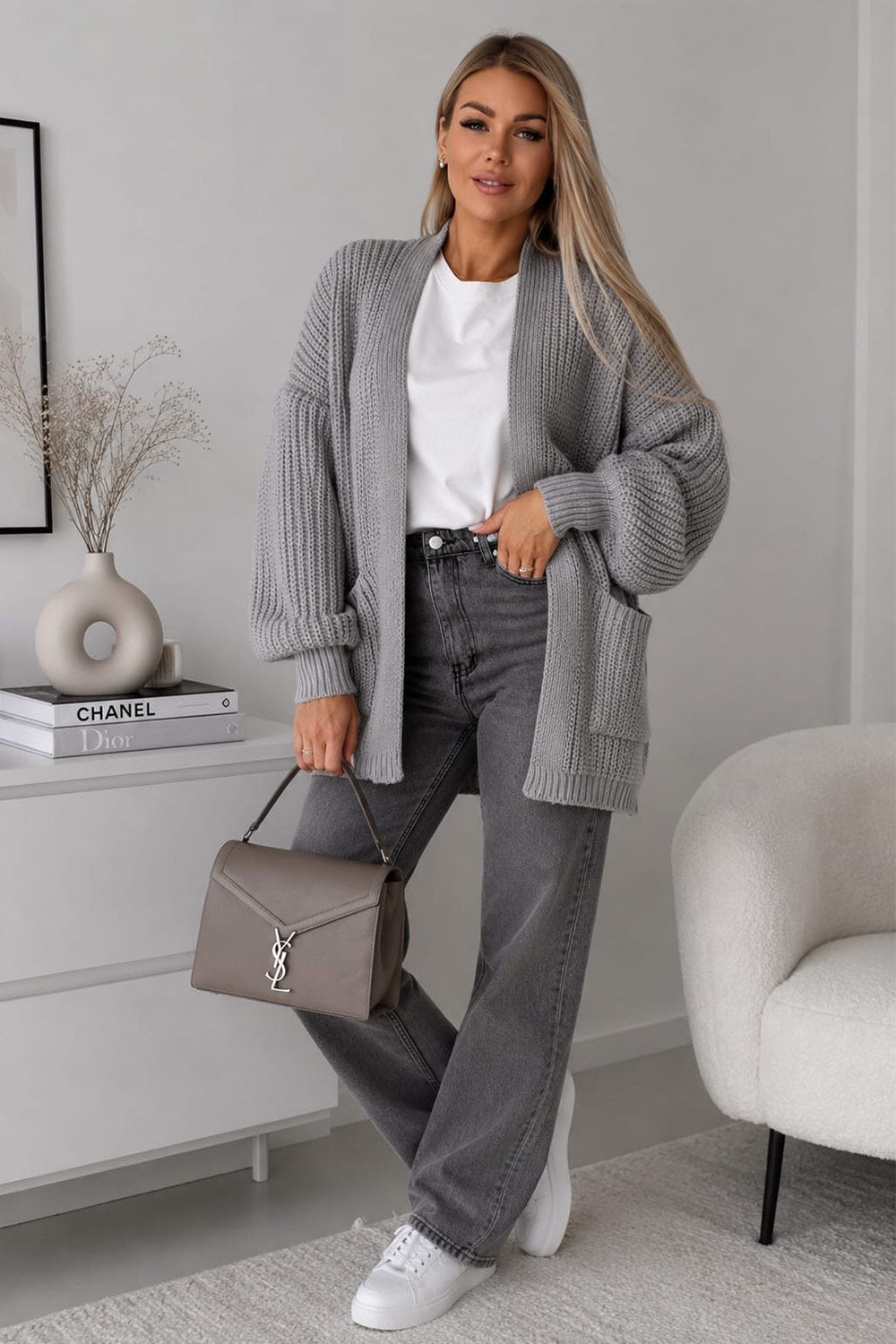 Crop Balloon Pocket Cardigan
