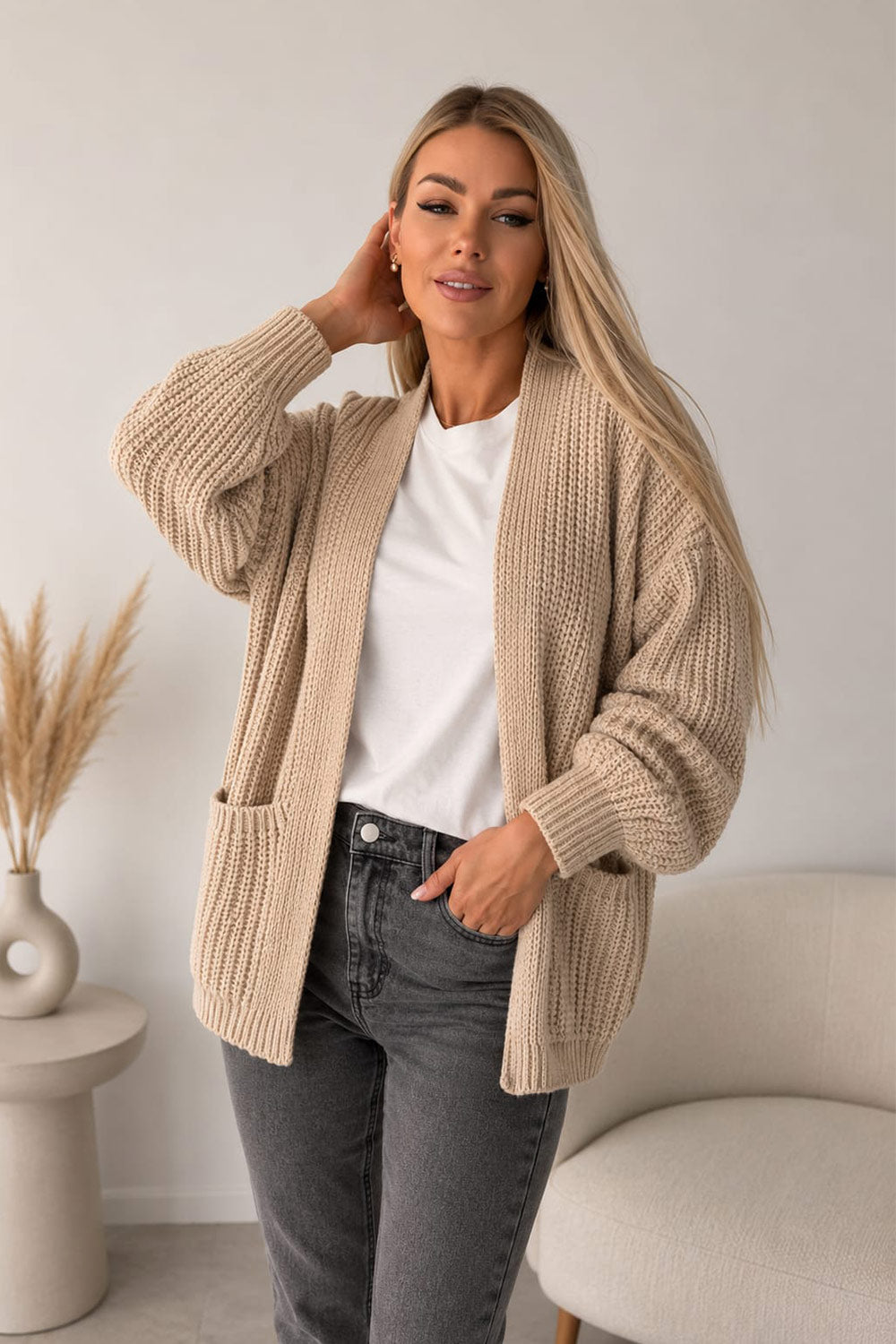 Crop Balloon Pocket Cardigan