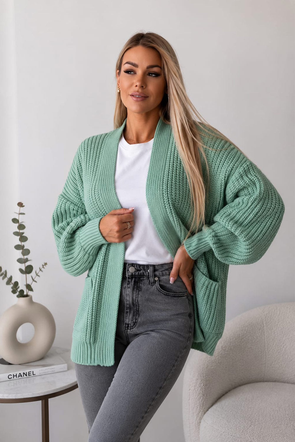 Crop Balloon Pocket Cardigan
