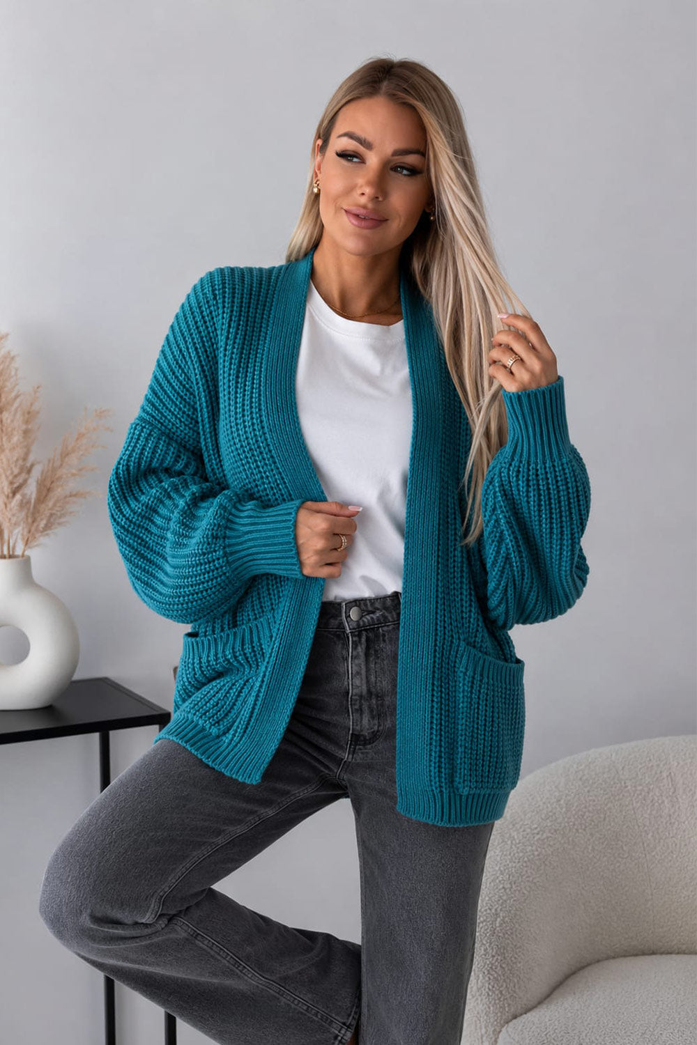 Crop Balloon Pocket Cardigan