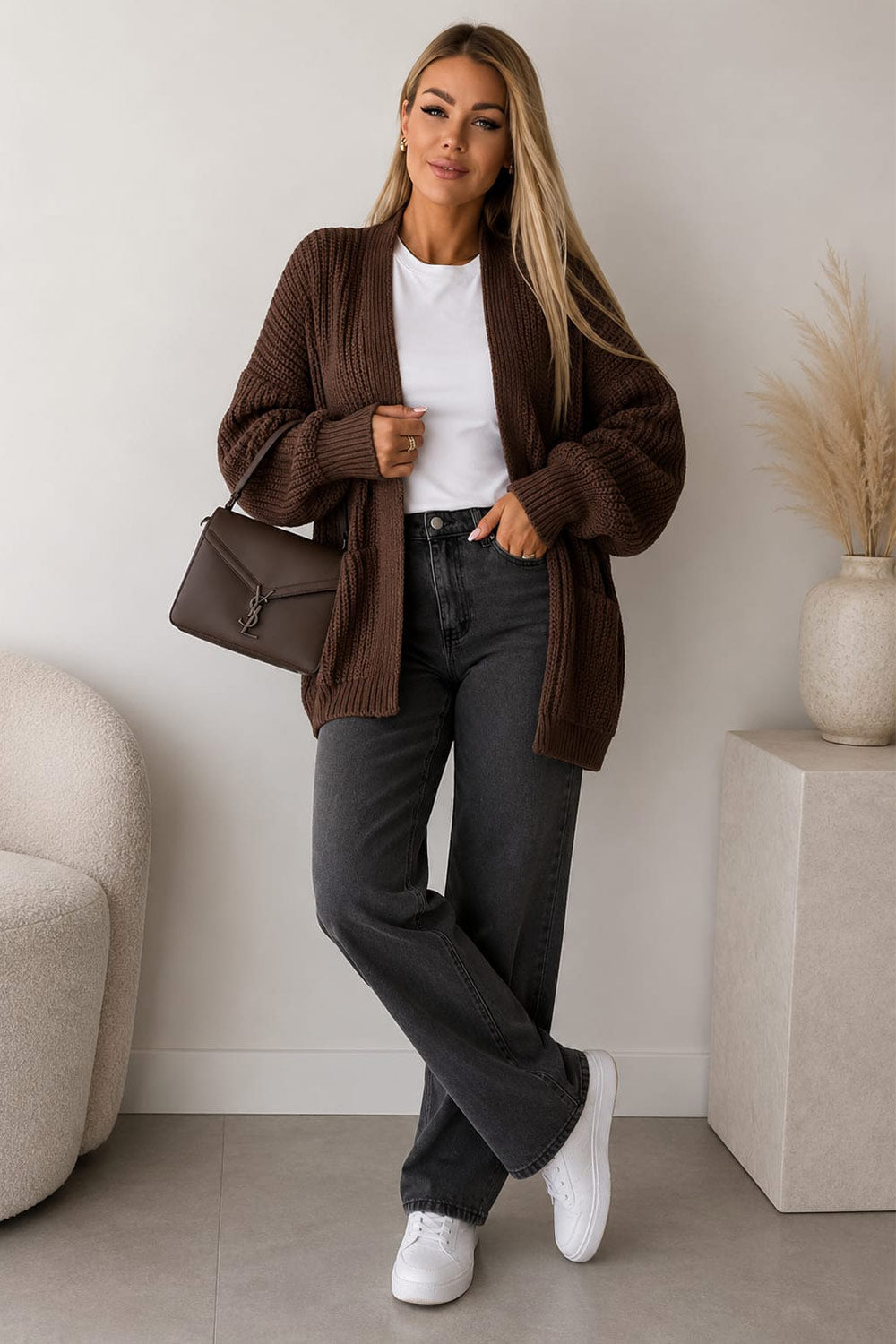 Crop Balloon Pocket Cardigan