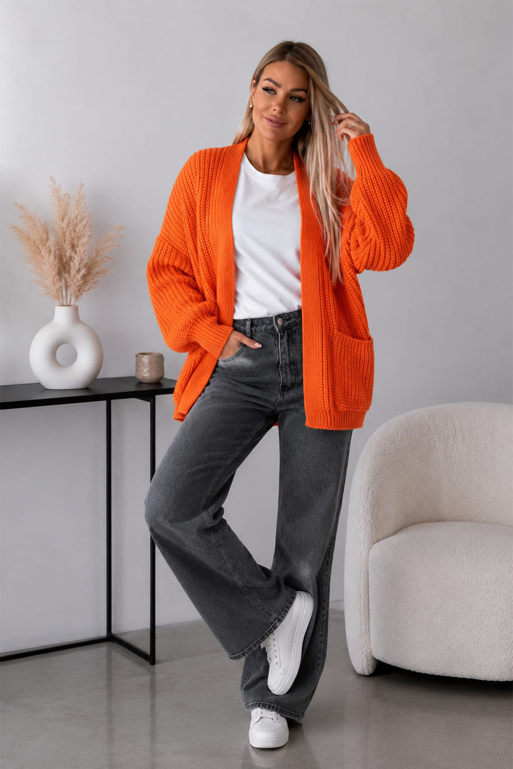 Crop Balloon Pocket Cardigan