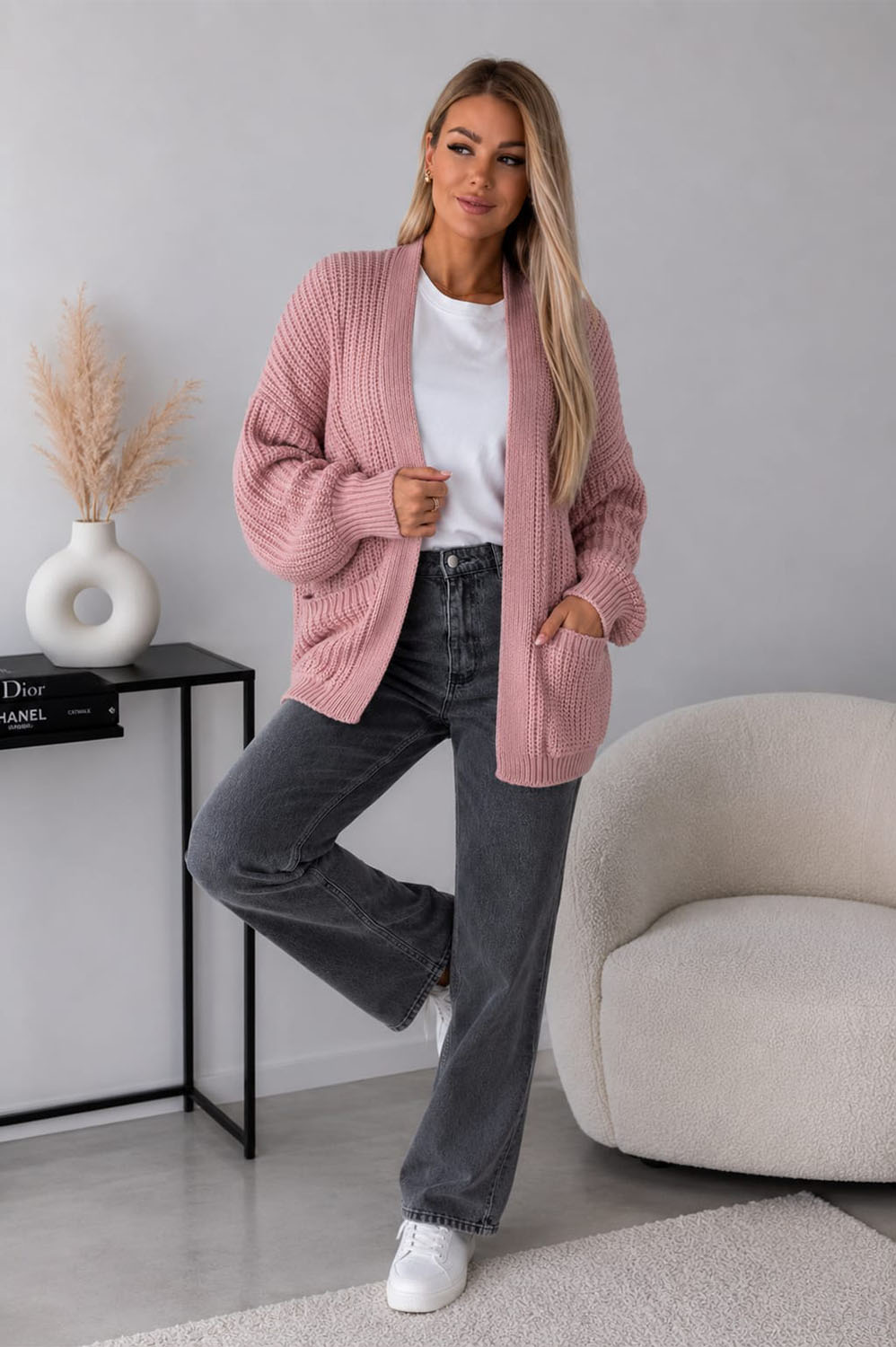 Crop Balloon Pocket Cardigan