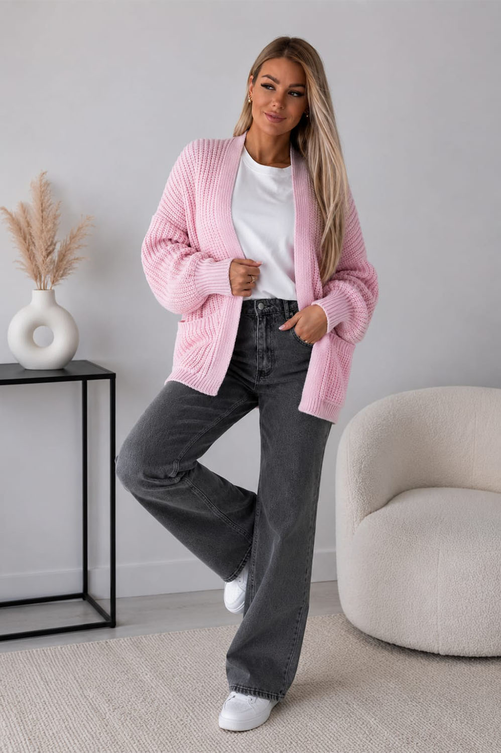 Crop Balloon Pocket Cardigan