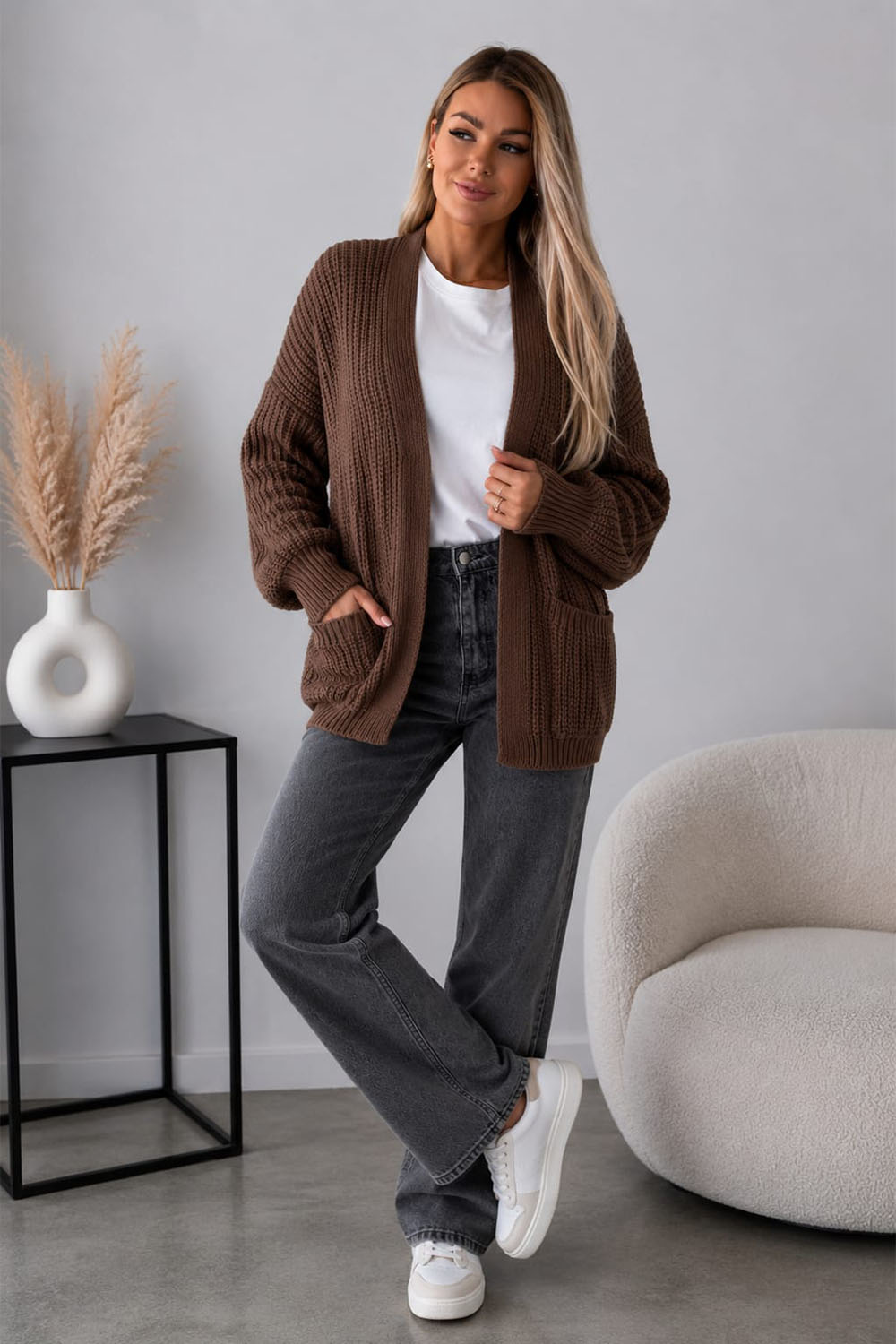 Crop Balloon Pocket Cardigan