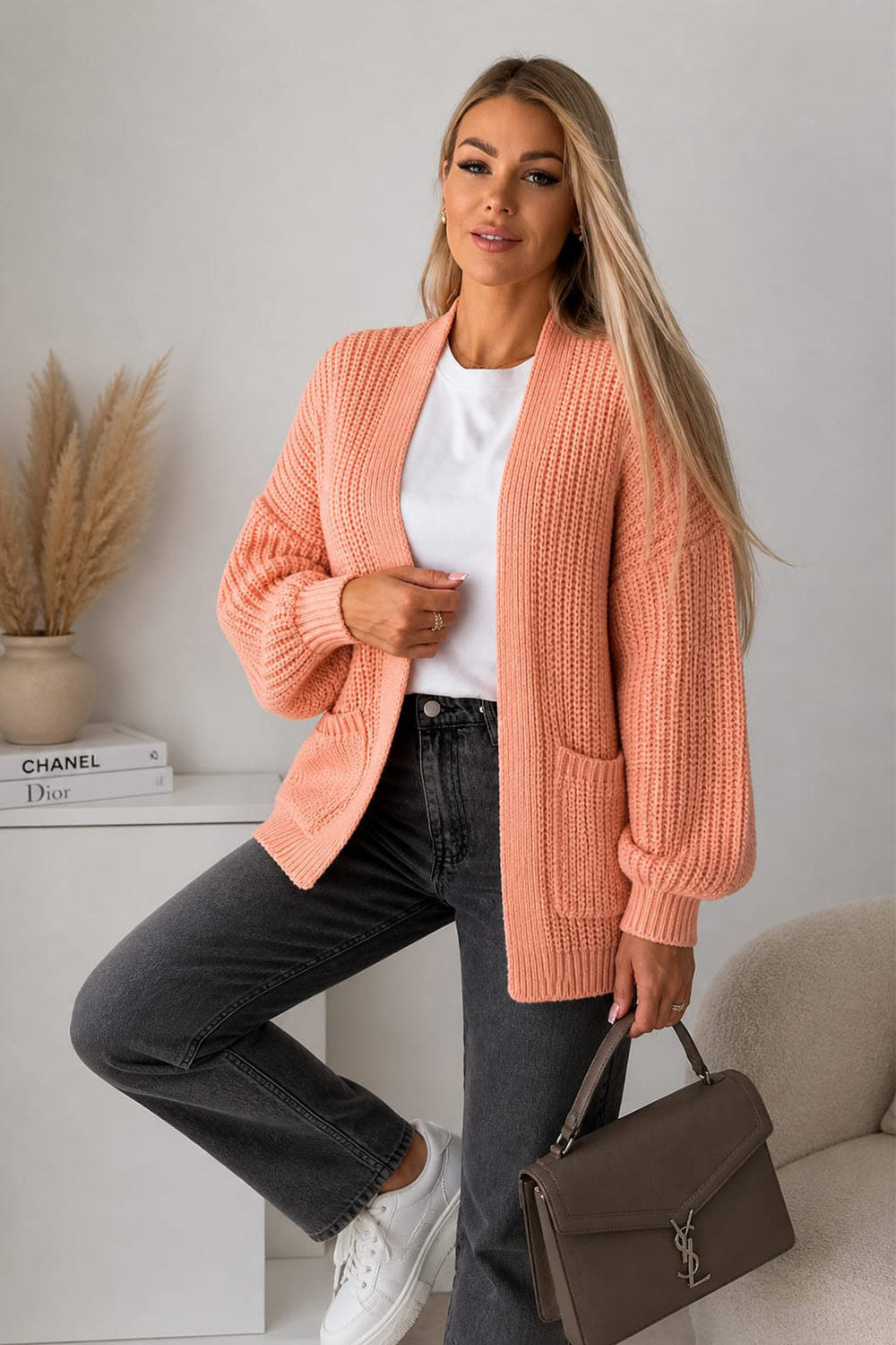 Crop Balloon Pocket Cardigan