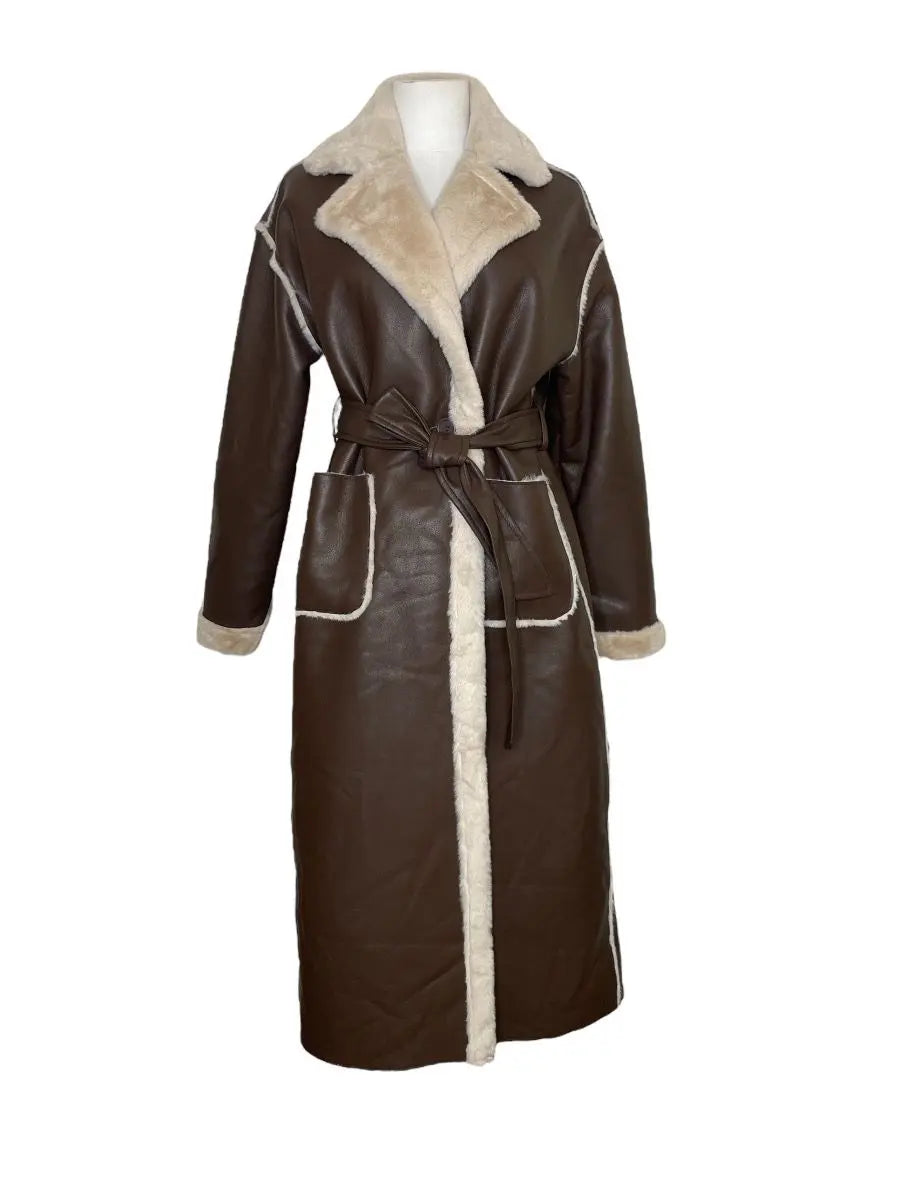 ARCTIC - Faux fur lined coat with adjustable belt