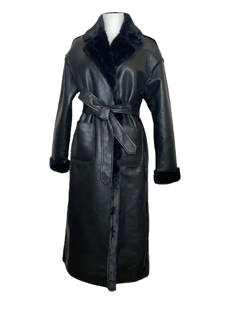 ARCTIC - Faux fur lined coat with adjustable belt