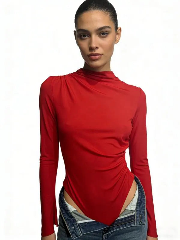 AURA – Fluid long sleeve bodysuit with high neck