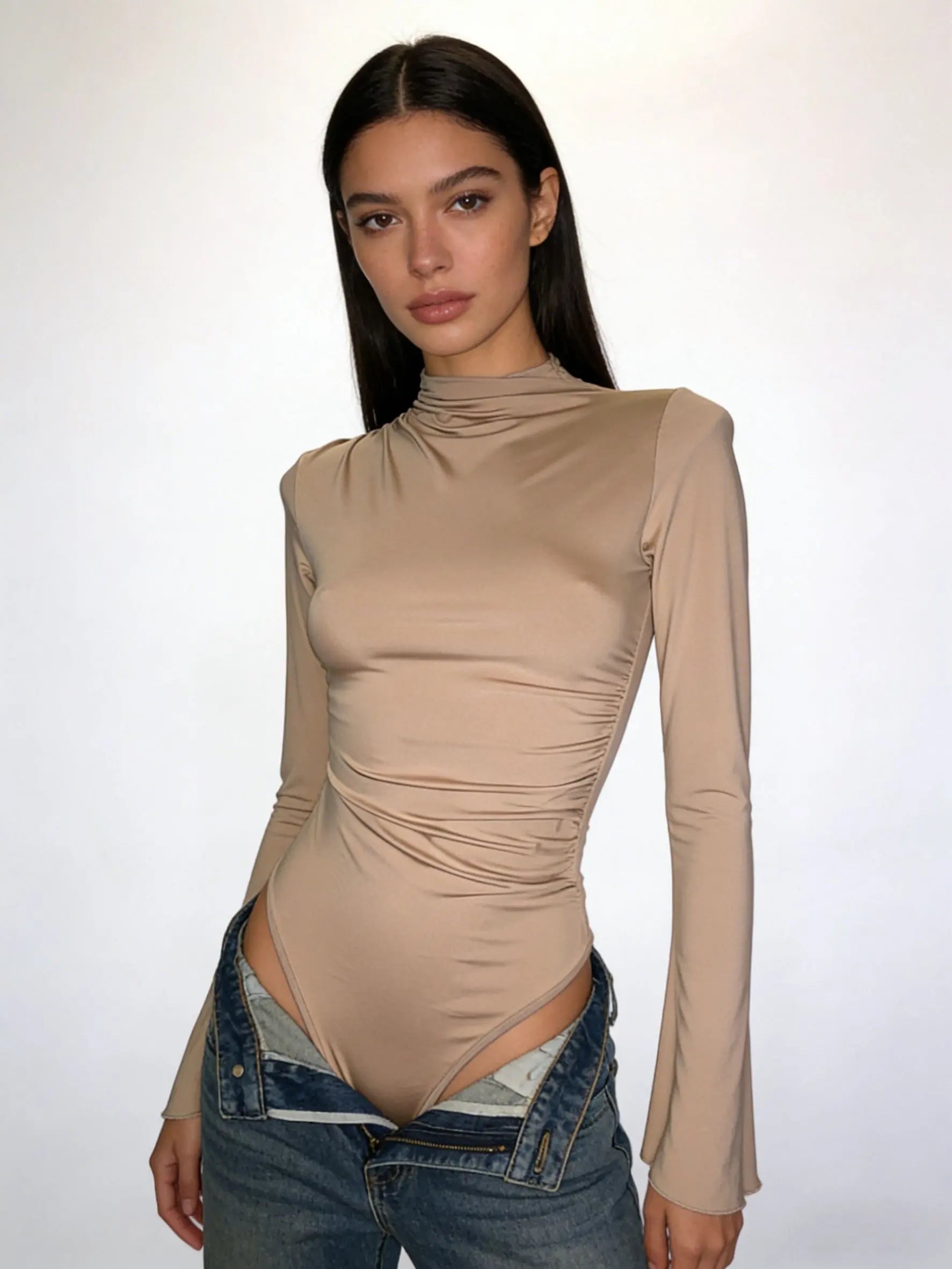 AURA – Fluid long sleeve bodysuit with high neck