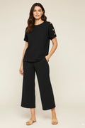 Ladies 8-Button on Shoulder Trousers Set