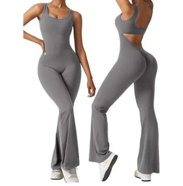 Fitted jumpsuit with elephant feet - Open back