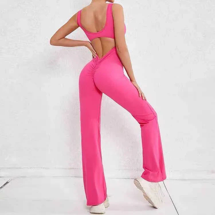 Fitted jumpsuit with elephant feet - Open back