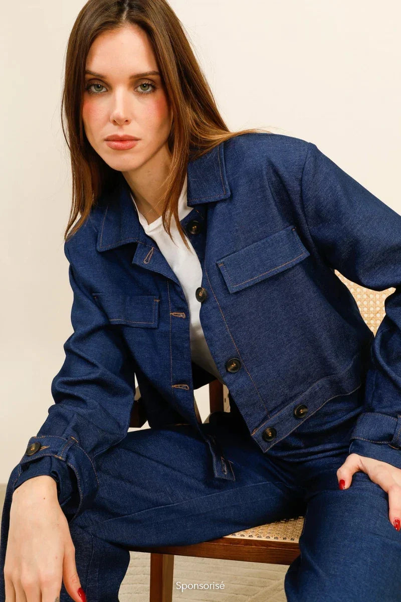 DENVER – Structured effect stretch denim set