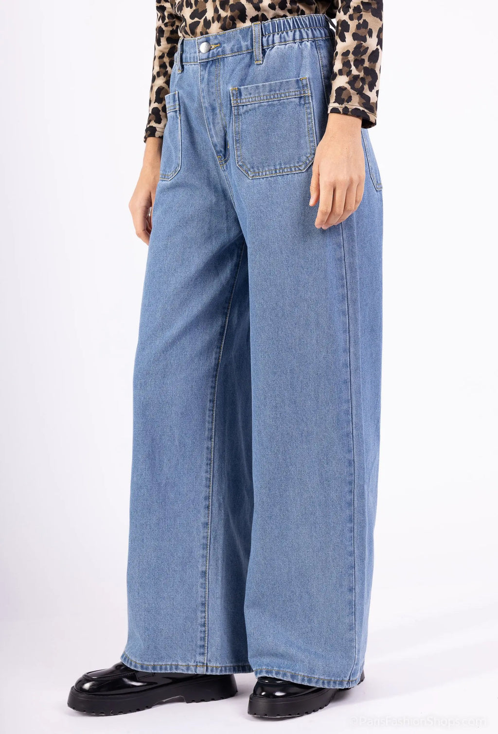 DENVER – Denim set with belted shirt and wide-leg pants