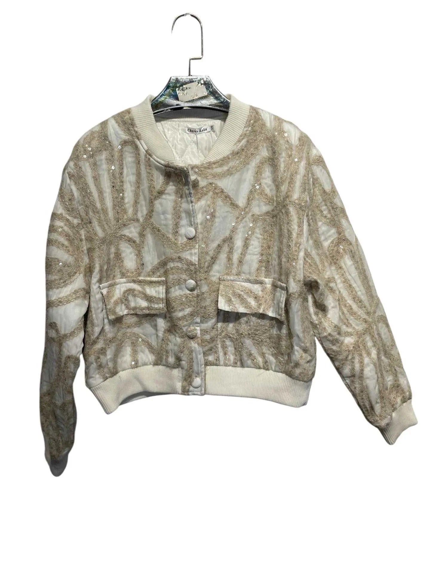 DENVER – Short textured knit jacket with sequins