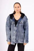 DENVER – Denim jacket with integrated knit hood