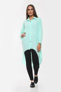 High-Low Oversized Button Long Top Shirt Dress with Hem and Long Sleeves