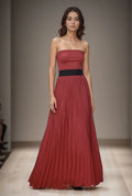 Flowy pleated maxi skirt with contrasting elastic waistband