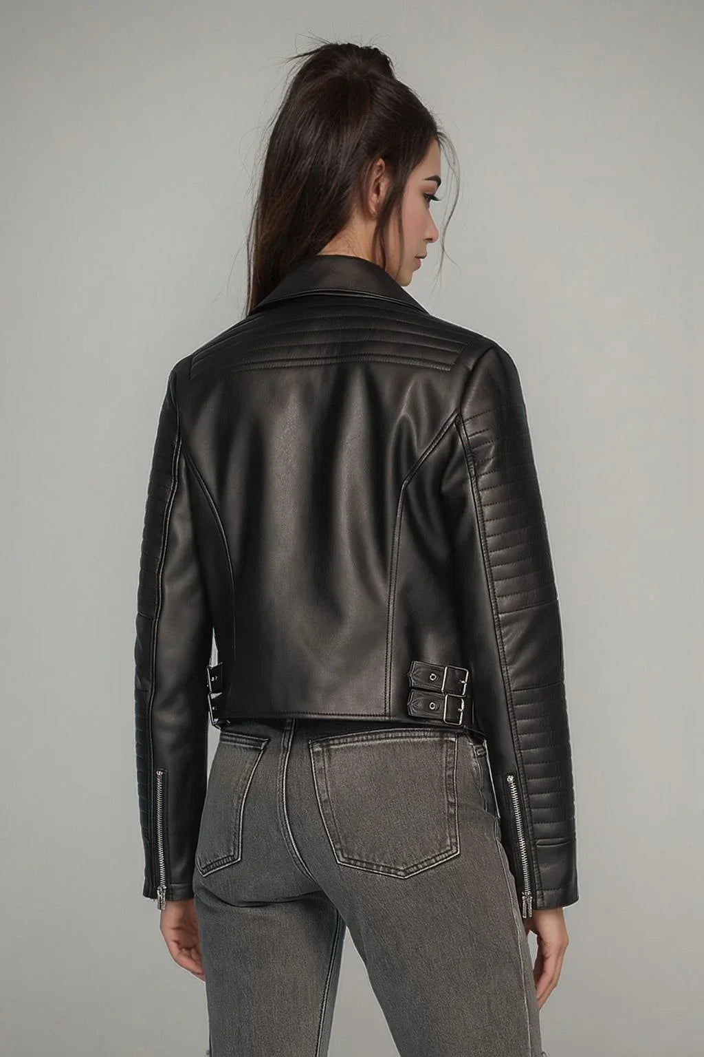 Fake leather biker jacket