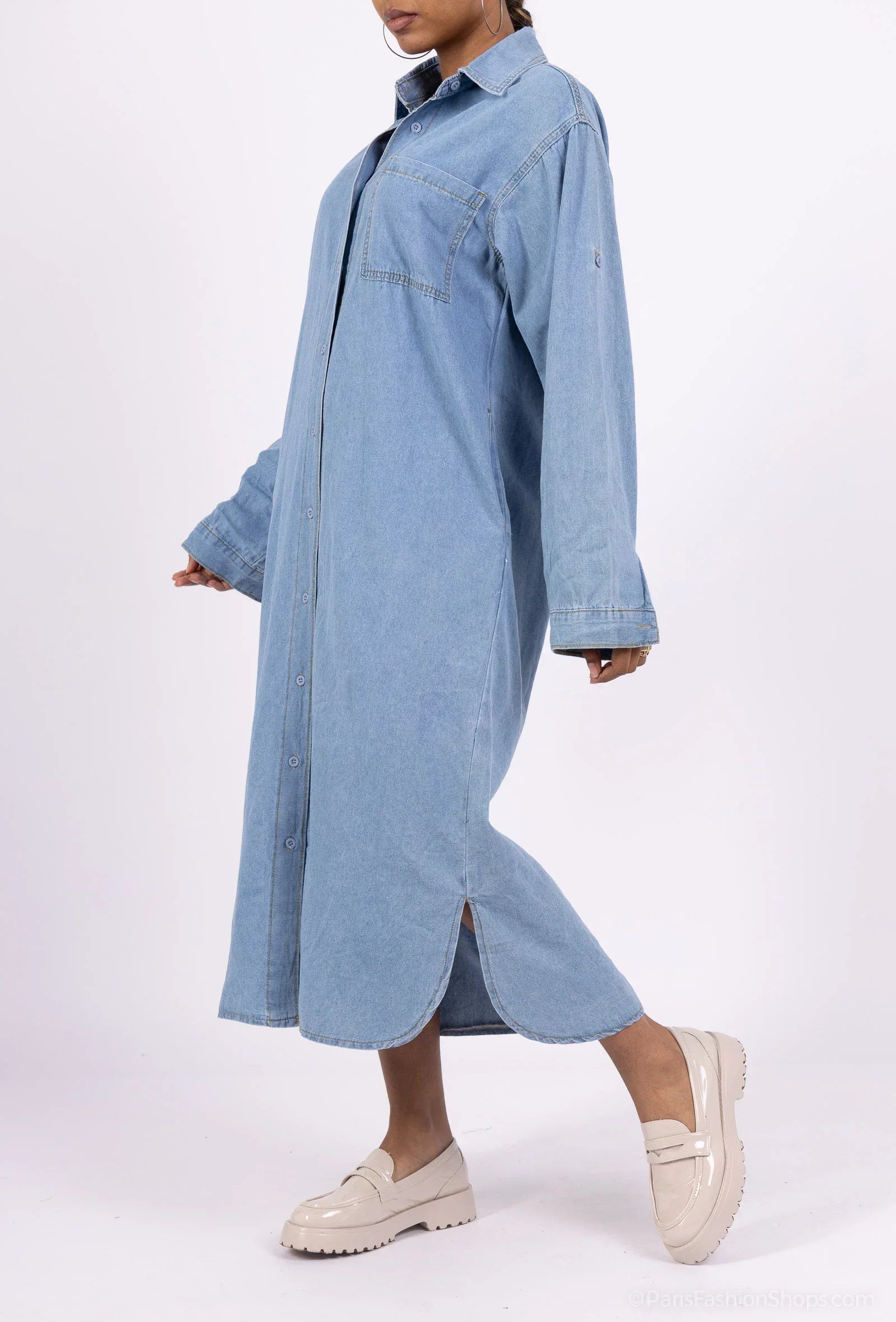 DENVER – Oversized long denim shirt