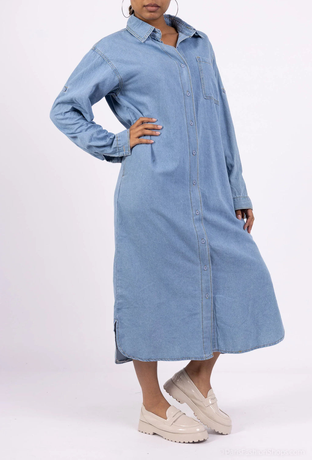 DENVER – Oversized long denim shirt