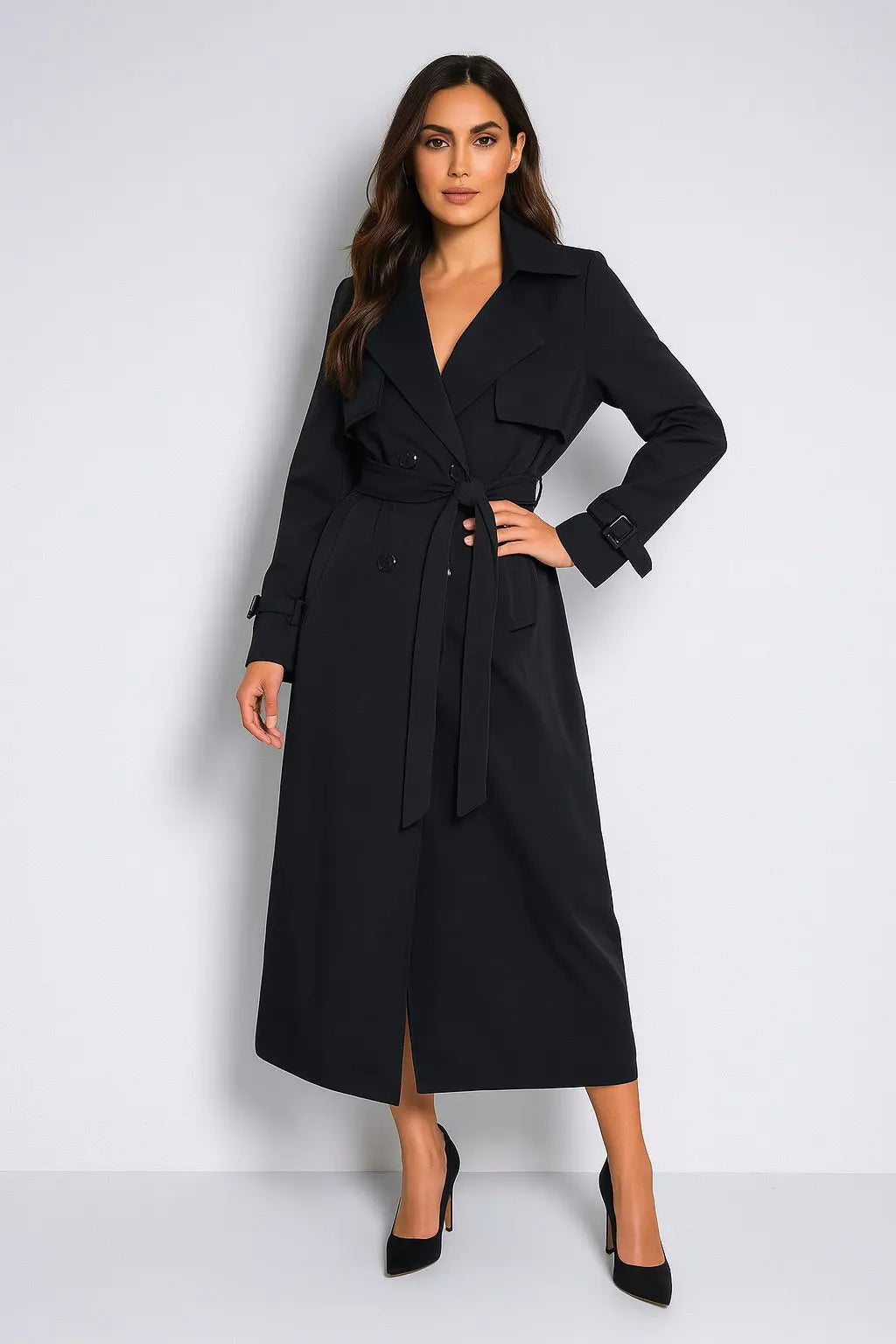 ALTHEA Trench Coat – Long Elegant Belted