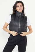 PU Down Puffer Cropped Jacket Urban Short Sleeveless Jacket
