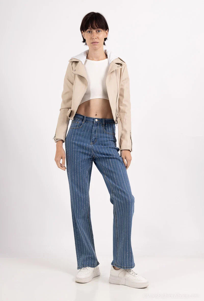 Faux leather jacket with hoodFaux leather jacket with hood