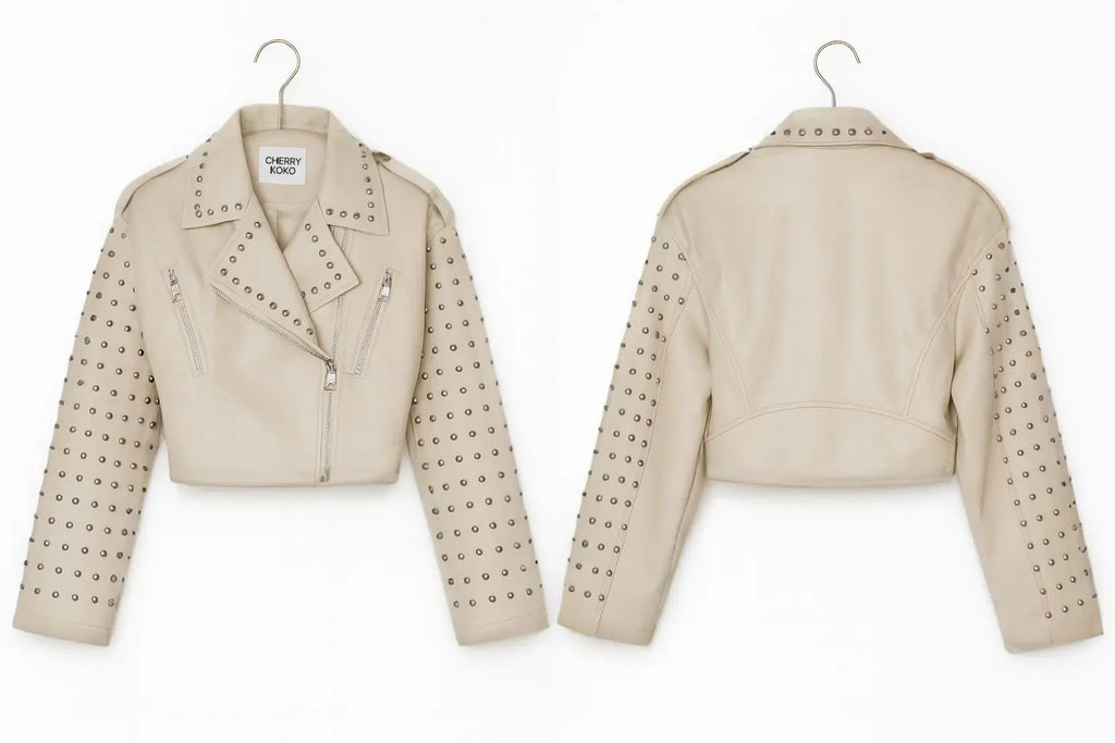 Faux leather jacket with studs