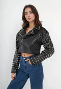 Faux leather jacket with studs