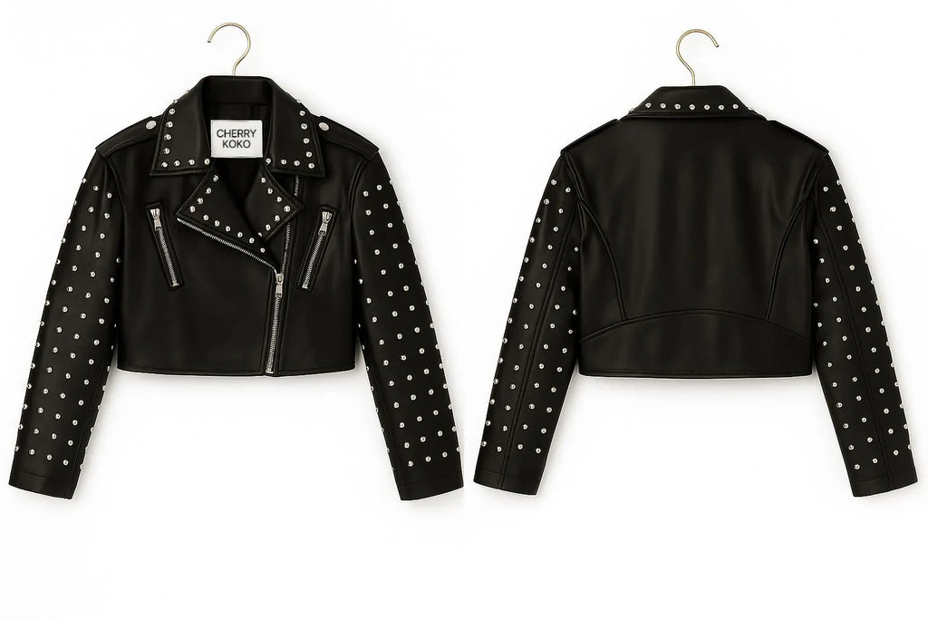 Faux leather jacket with studs